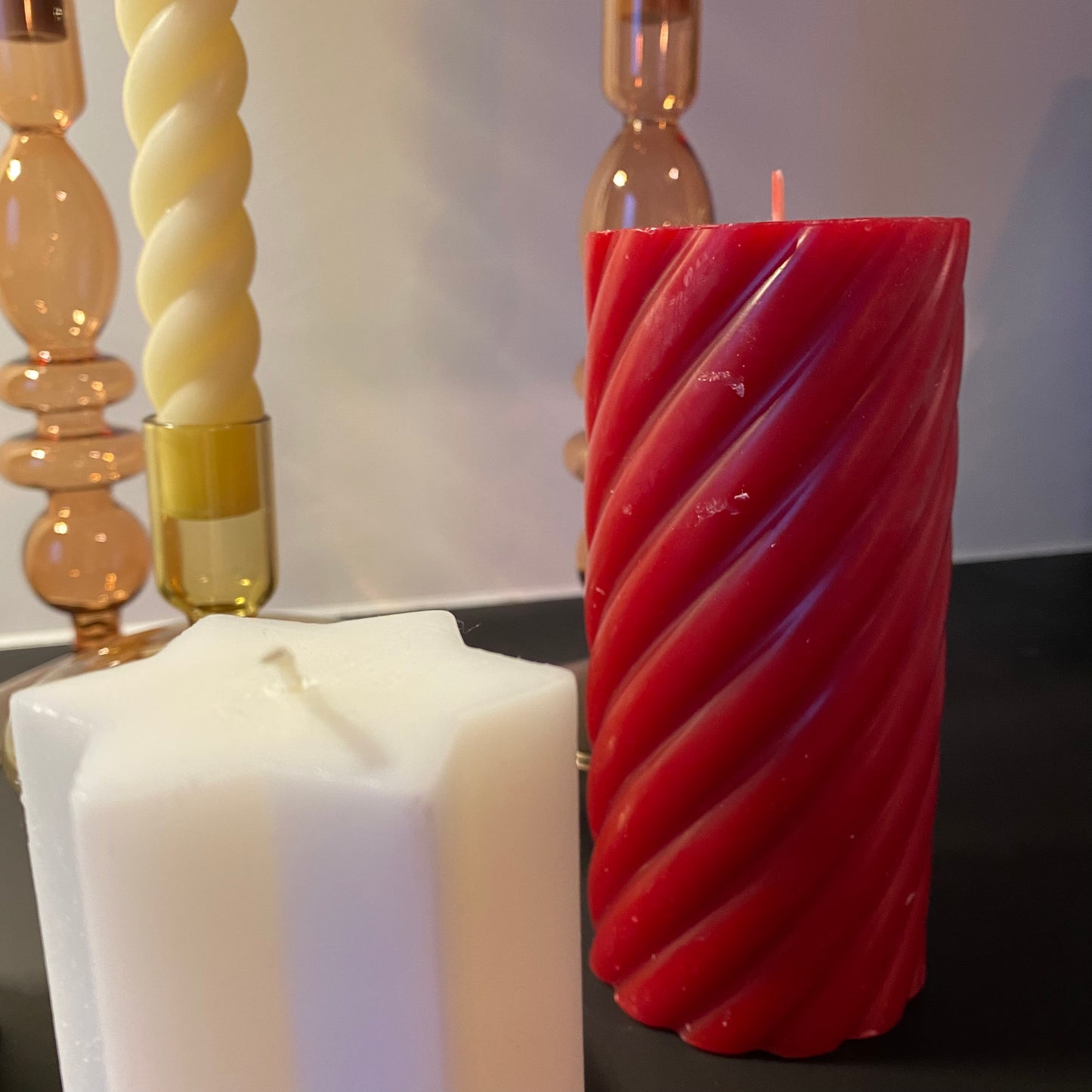 Red pillar candle